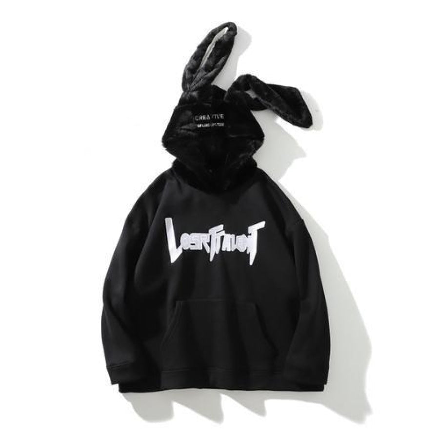 Boyfriend Girlfriend Fashion Letter Embroidery Bunny Ears Hoodies - cosfun