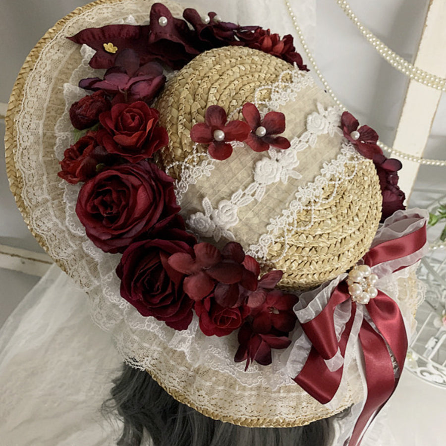 Original Gorgeous Lolita Wide Brim Lace Hat - cosfun