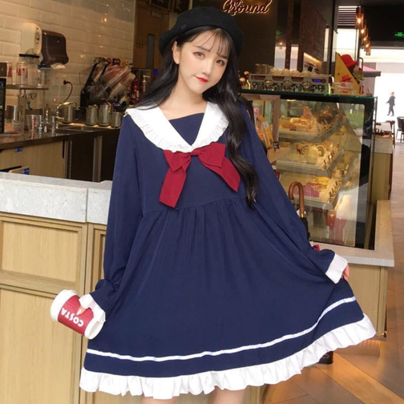 Japanese Frilled Sailor Collar Dress mp006030 - cosfun