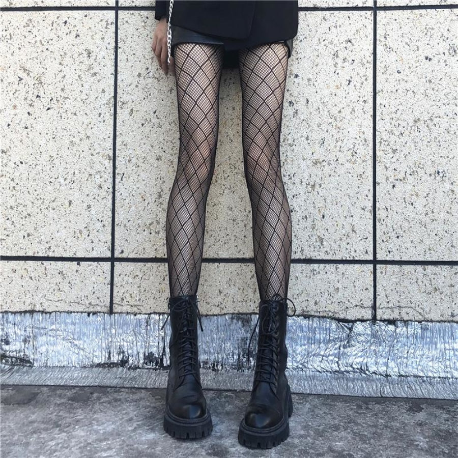 JK Mesh Black Stockings Women Pantyhose Ultra-thin Sexy Fishnet ...