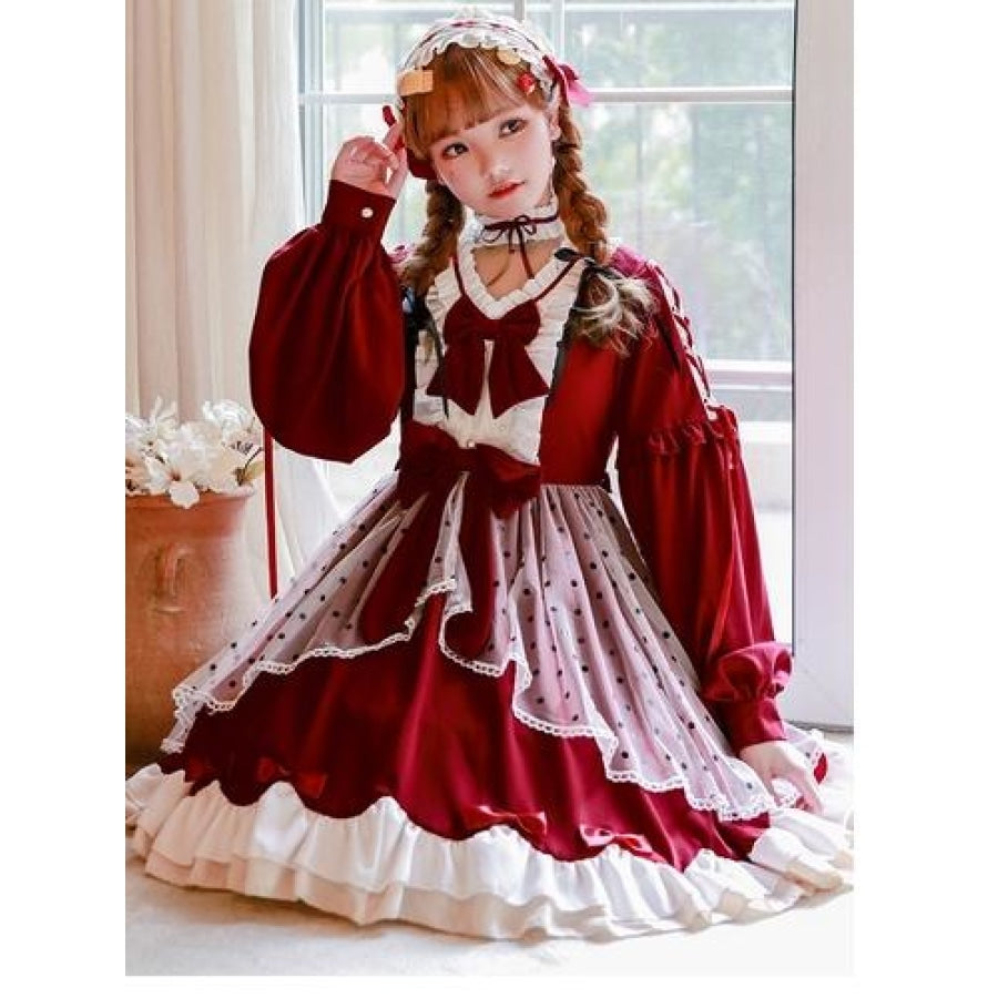 Women Kawaii Lolita Dress Lace Maid Costume Cosplay Sweet Dress