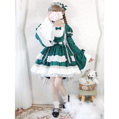 Lolita Princess Dress Full Suit Cosplay Maid For Children Girls Green / 120Cm Costumes