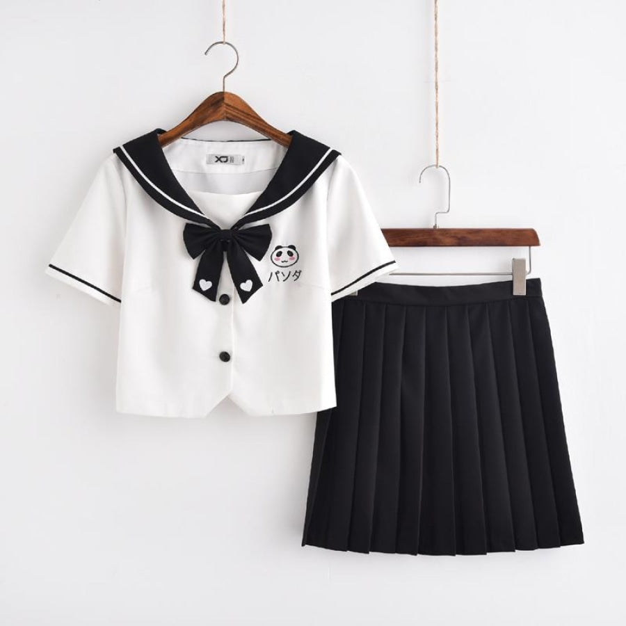 Panda Embroidered School Uniform J40184 - cosfun