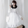 Simple Fashion Cross Print Lolita Tulle Dress White Long Sleeve / S
