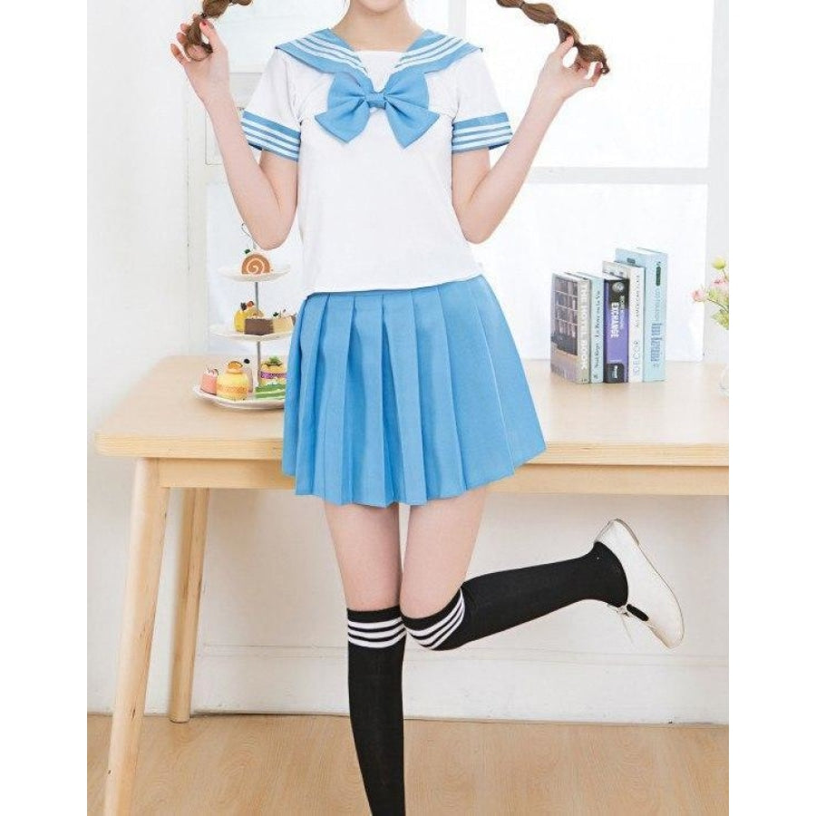 Energetic Short Pleated School Girl Lace-up Skirts J40108 - cosfun