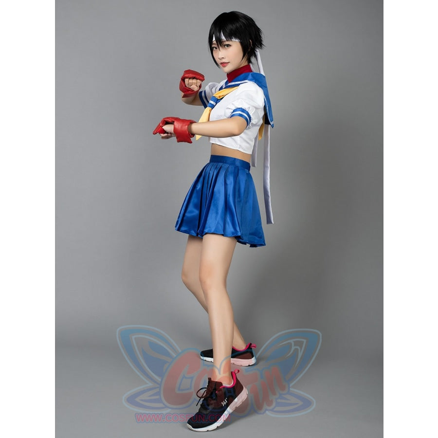 violín dulce Acusación cosfun Street Fighter 4 Sakura Kasugano Cosplay Costume mp000353