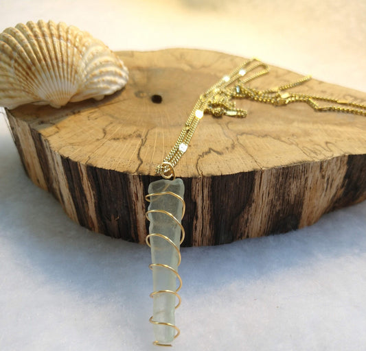 Neptune's Calling Sea Glass Necklace Accessories Seacoast Pop Up