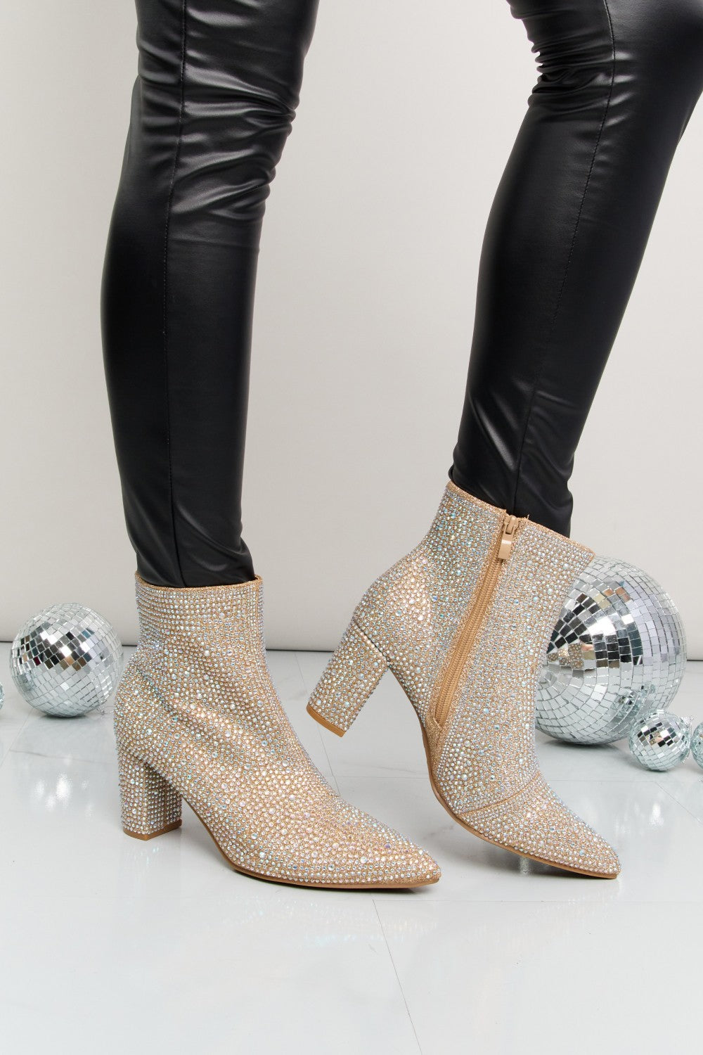 Forever Link Rhinestone Pointed Toe Booties Seacoast Pop Up