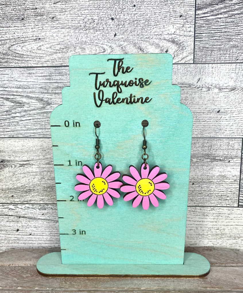 Pink daisy earrings – Turquoise Valentine