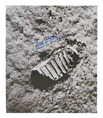 Buzz Aldrin signed moon footprint photograph auction