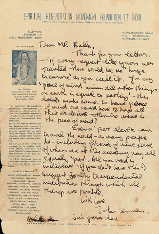 John Lennon meditation letter sells at Christie's Auctions