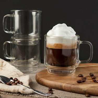 Verres à café à double paroi Mugs 2x350ml Cappuccino Macchiato Latte Verres  avec poignée