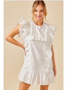White Ruffle Babydoll Dress