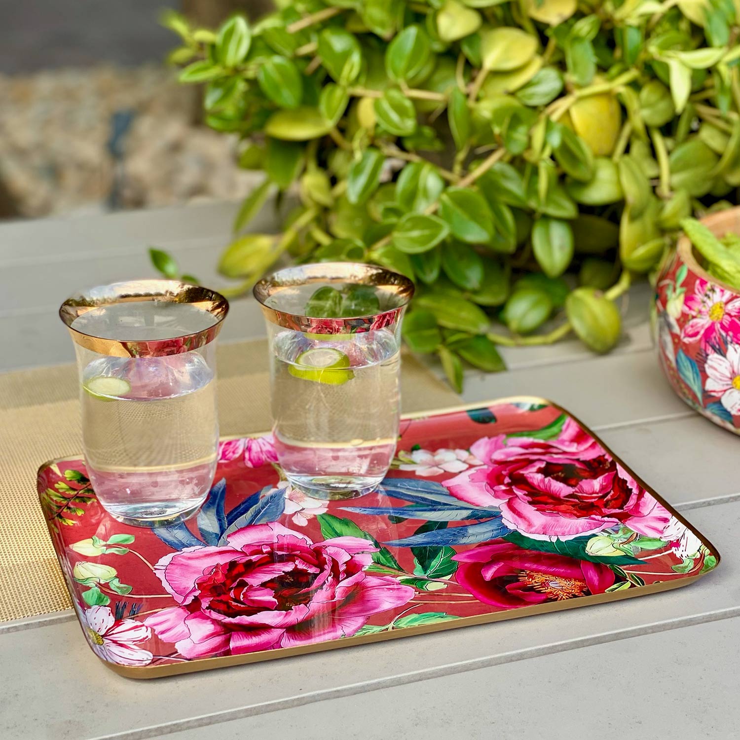 Serving Platters with Server, Gift Set of 4 - Windsor Blooms