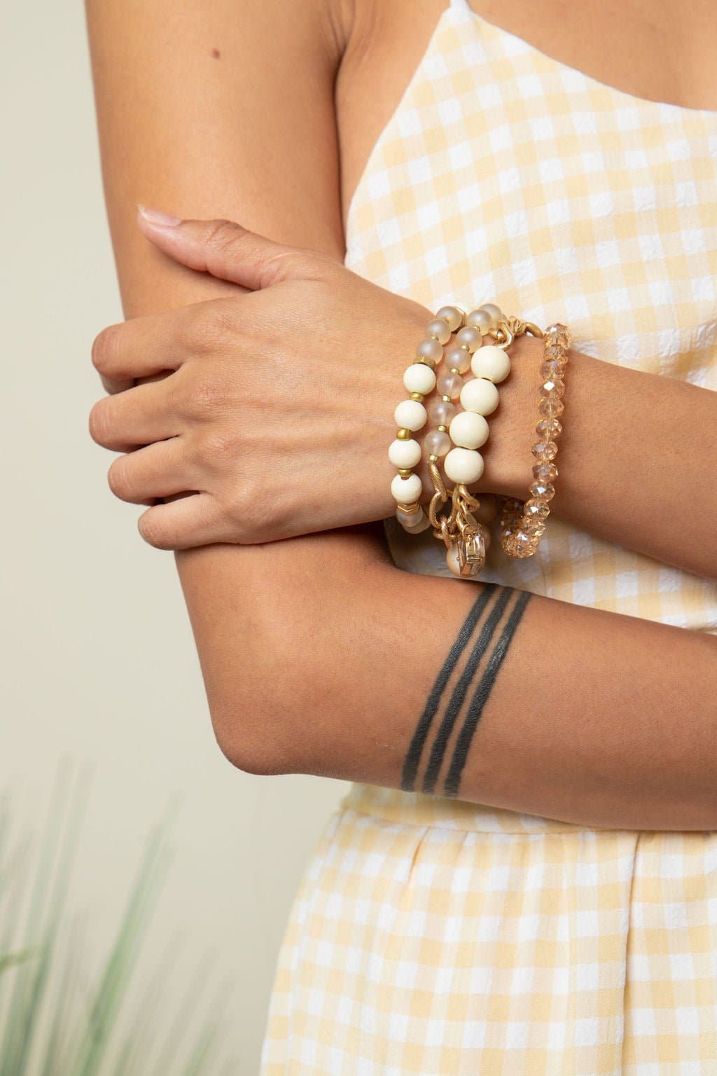 You Are Unique Beaded Stretch Bracelet Set Of 4 - Natural