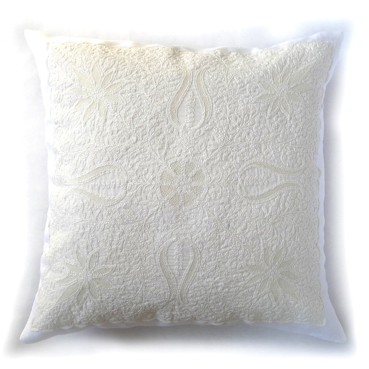 Hand Embroidered Pillow - White – Soulié