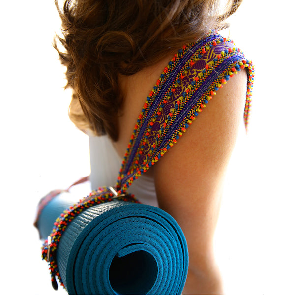 Hand Appliqued Ribbon Yoga Mat Sling Soulie