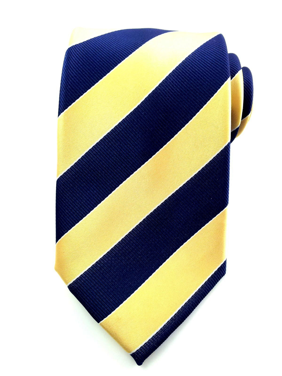 Navy Blue and Mustard Yellow Stripes Necktie - Aristo Ties
