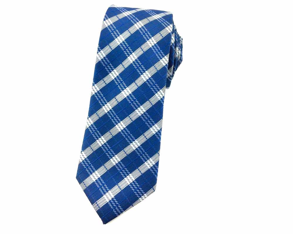 Yale Blue with Check Patterns Skinny Tie | Mens Groomsmen Wedding Ties ...