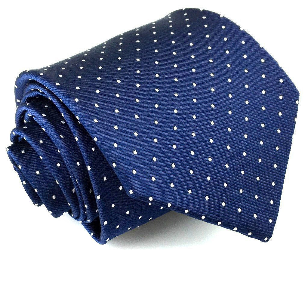 Navy Blue with White Polka Dots Necktie | Polka Ties for Groomsmen ...