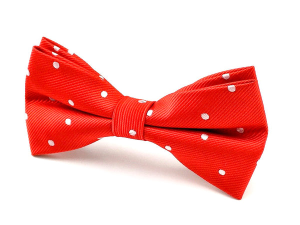 Red with White Polka Dots Bow Tie | Groomsmen Dotted Wedding Bowtie ...