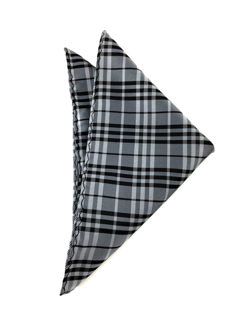 Mens Grey and Black Check Stripes Pocket Square | Wedding Handkerchief ...