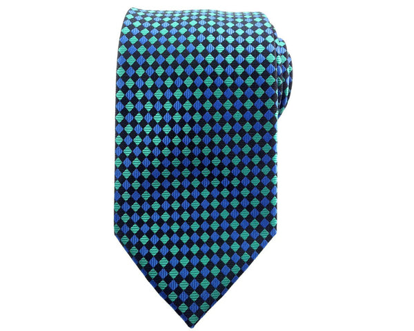 Green Black Aqua Blue Pattern Checks Necktie | Men Casual Wedding Ties ...