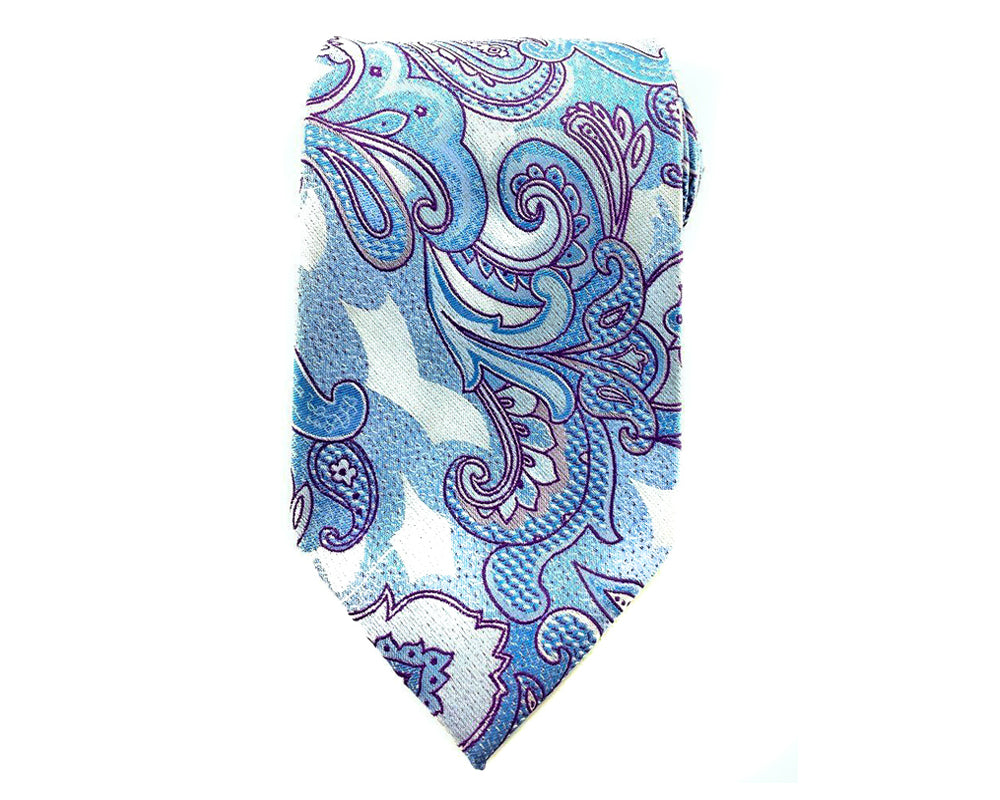 Mens Tie Blue with White Paisley Necktie | Wedding Paisley Neckties ...