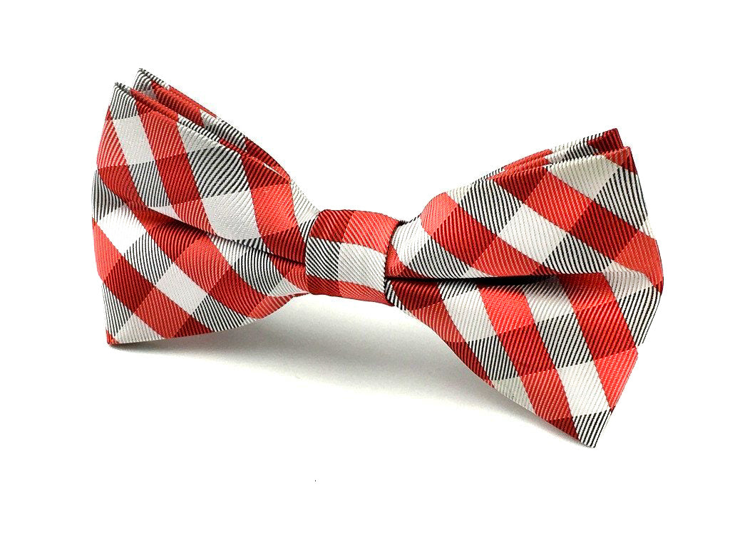 Black White and Red Checkered Bow Tie | Mens Gingham Wedding Bowties ...