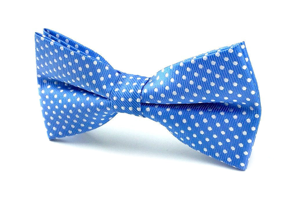 Mens Sky Blue with White Polka Dots Bow Tie | Grooms Polka Dots Bowtie ...