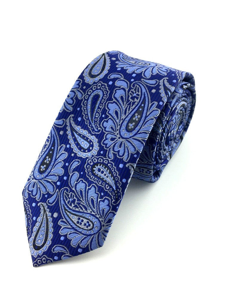Blue Pattern Paisley Skinny Tie - Aristo Ties
