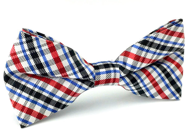 Mens Tri-Colour Pattern Checks Bow Tie | Wedding Bowties for Grooms ...