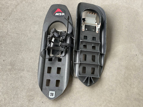 black MSR snowshoes