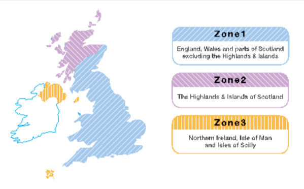 UK Zones 1-3 Map