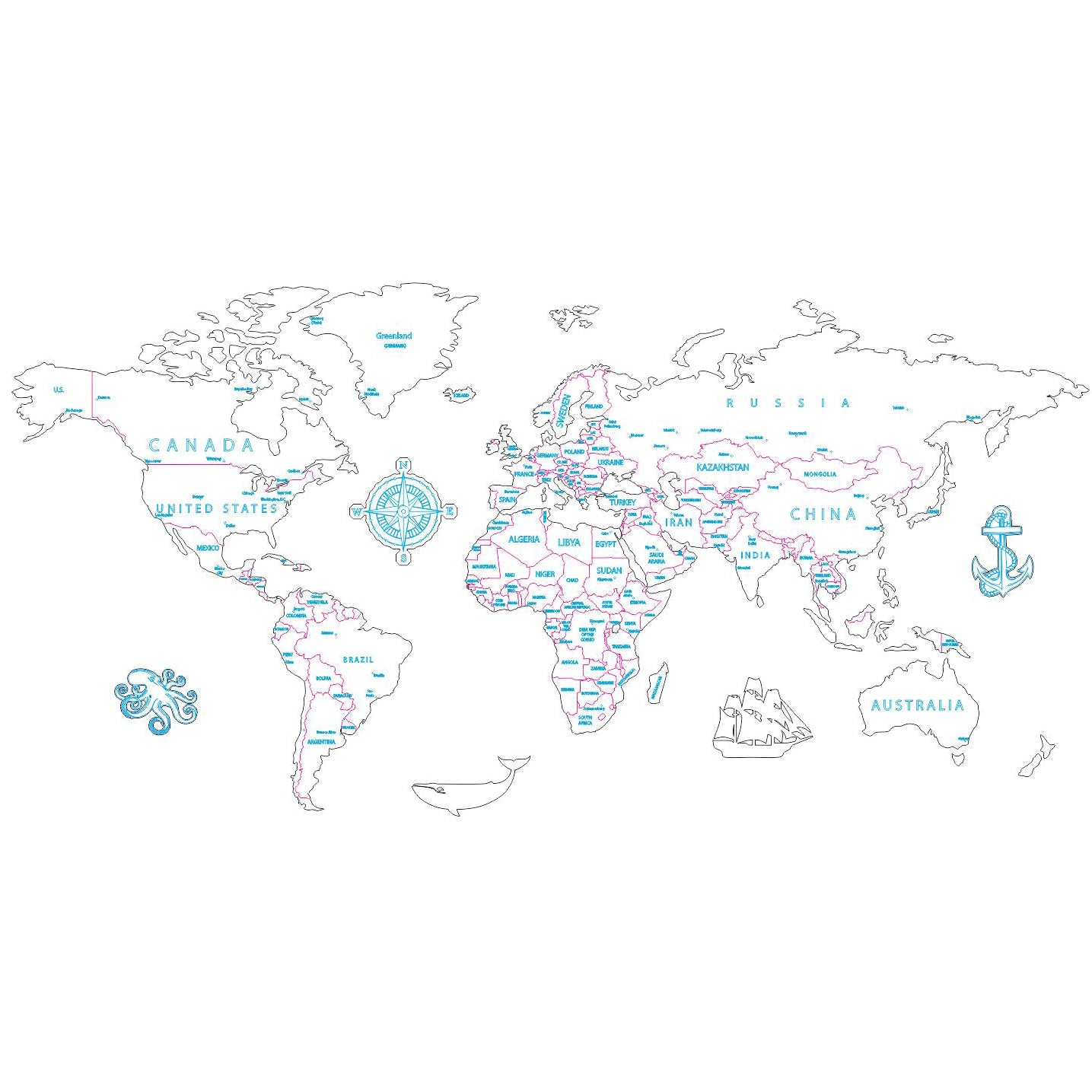 puzzle world map vector painter