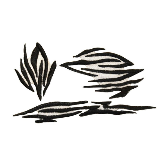 ID 0650ABC Set of 3 Zebra Print Patch Wild Stripes Embroidered Iron On Applique