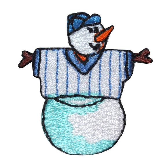 ID 8218C Baseball Snowman Patch Winter Decoration Embroidered Iron On Applique