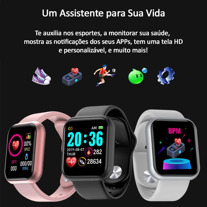 Smartwatch Y68/D20 - Promo Segunda unidade com 50% Off - Smart G Shop