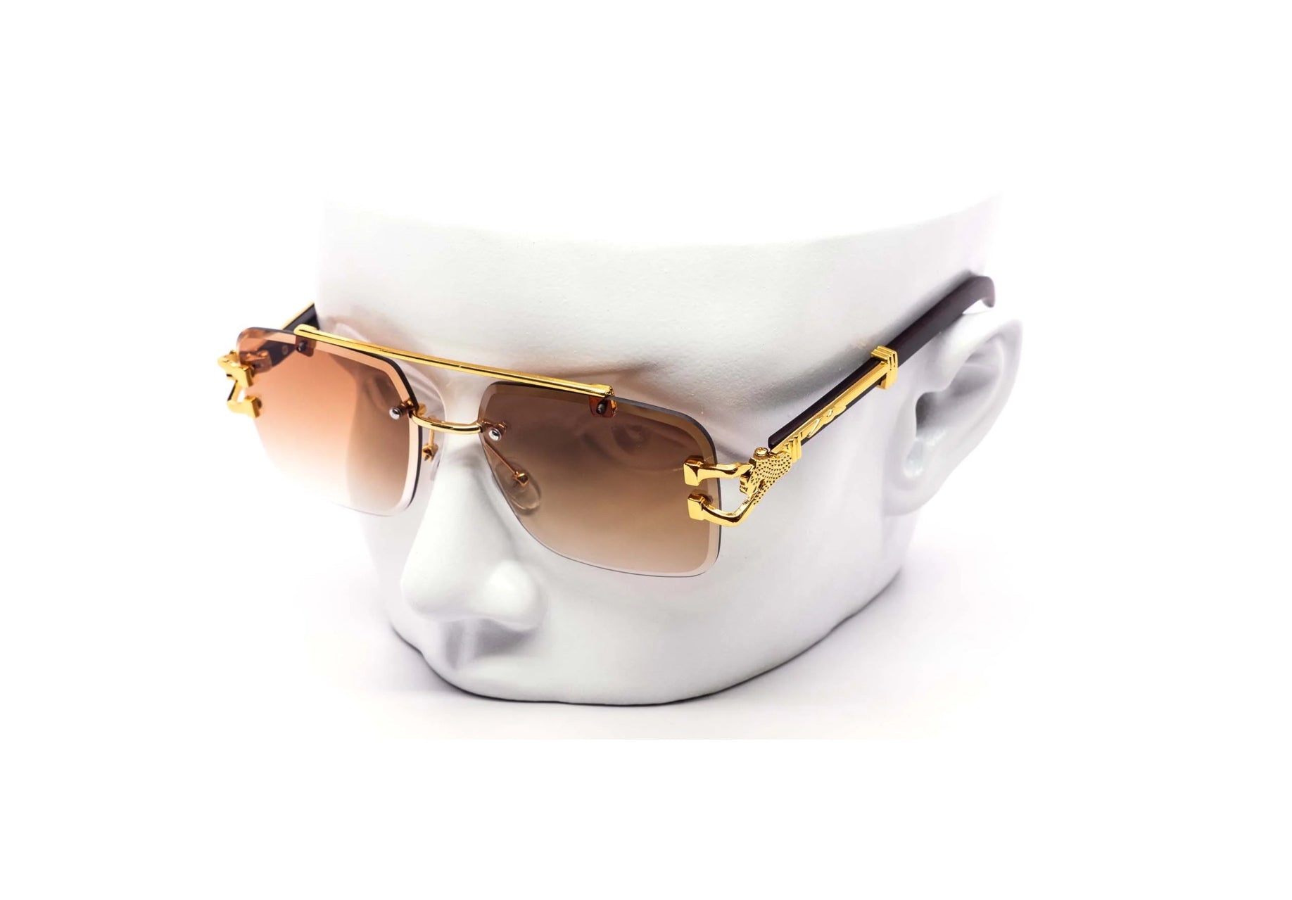 Chic Rimless Gradient Snake Miter-cut Aviator