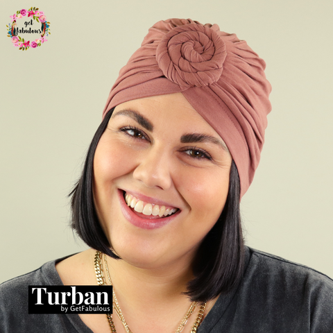 Turban von GetFabulous in Farbe Koniak