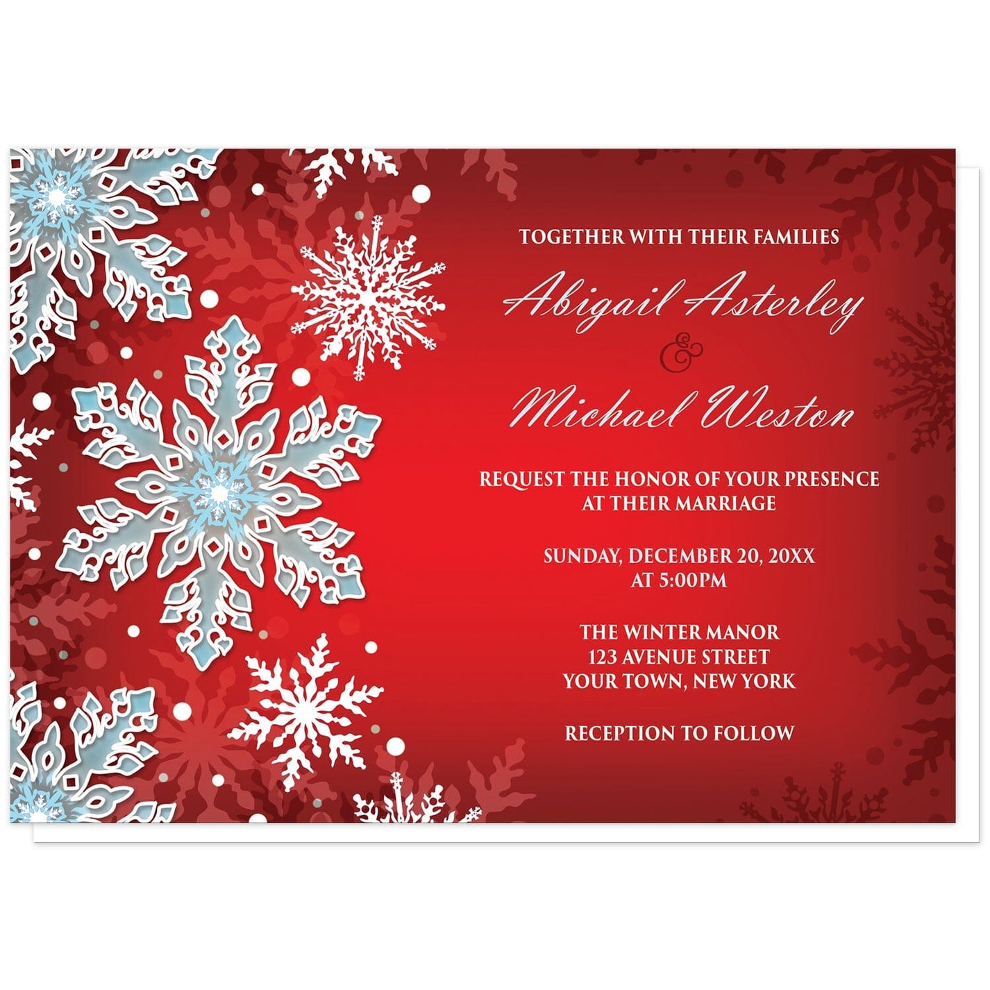 Royal Red White Blue Snowflake Wedding Invitations – Artistically Invited