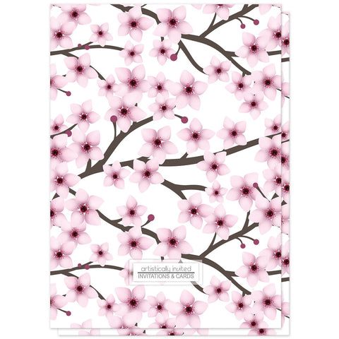 Wallpaper Cherry Blossoms Floral Lavender Pink Brown Green on Pearlized  Cream