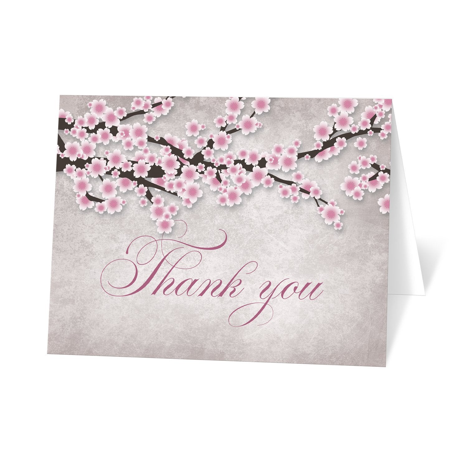 Rustic Pink Cherry Blossom Thank You Cards