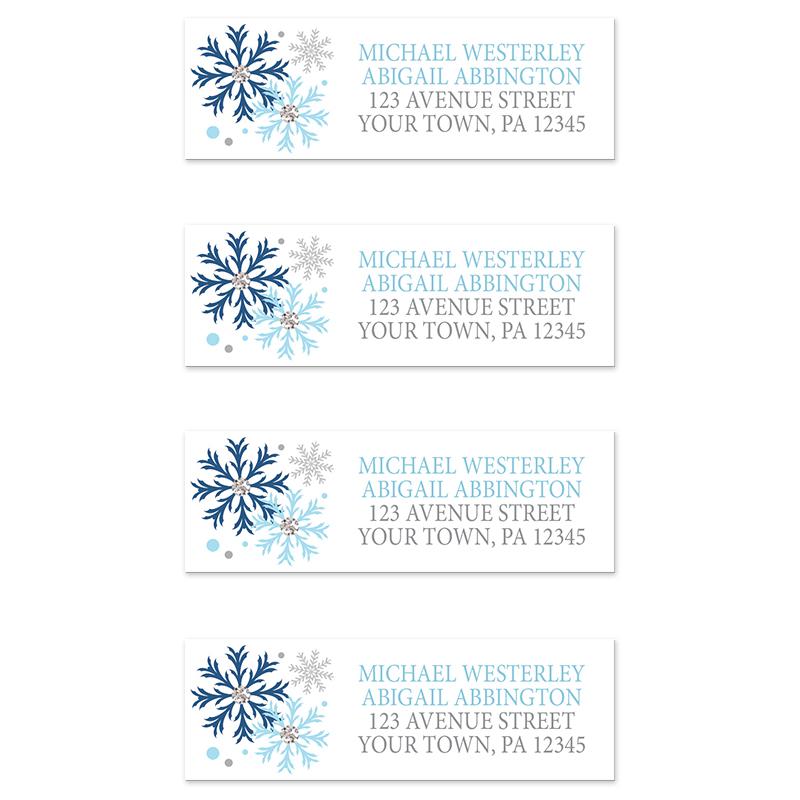 Winter Blue Silver Snowflake Address Labels