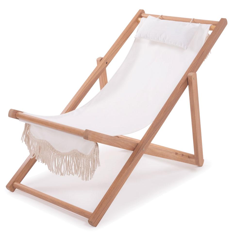 White Sling Beach Chair With Tassels Dec Arrival Frankie Luna