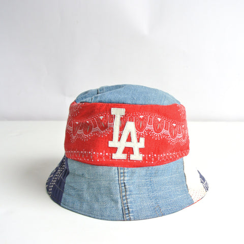 New Era Mlb Los Angeles Dodgers Plaid Bucket Hat in Red