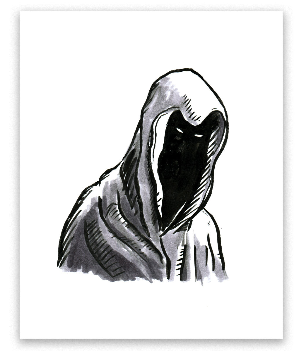 "Hood Figure" Ink Sketch by Lee Bretschneider – Breshnyda