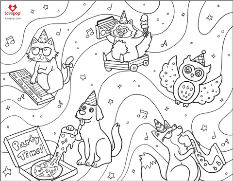 Coloring Pages: Party Animals 