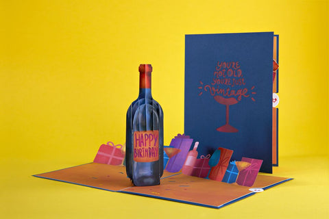 Vintage Wine Birthday Pop-Up Card