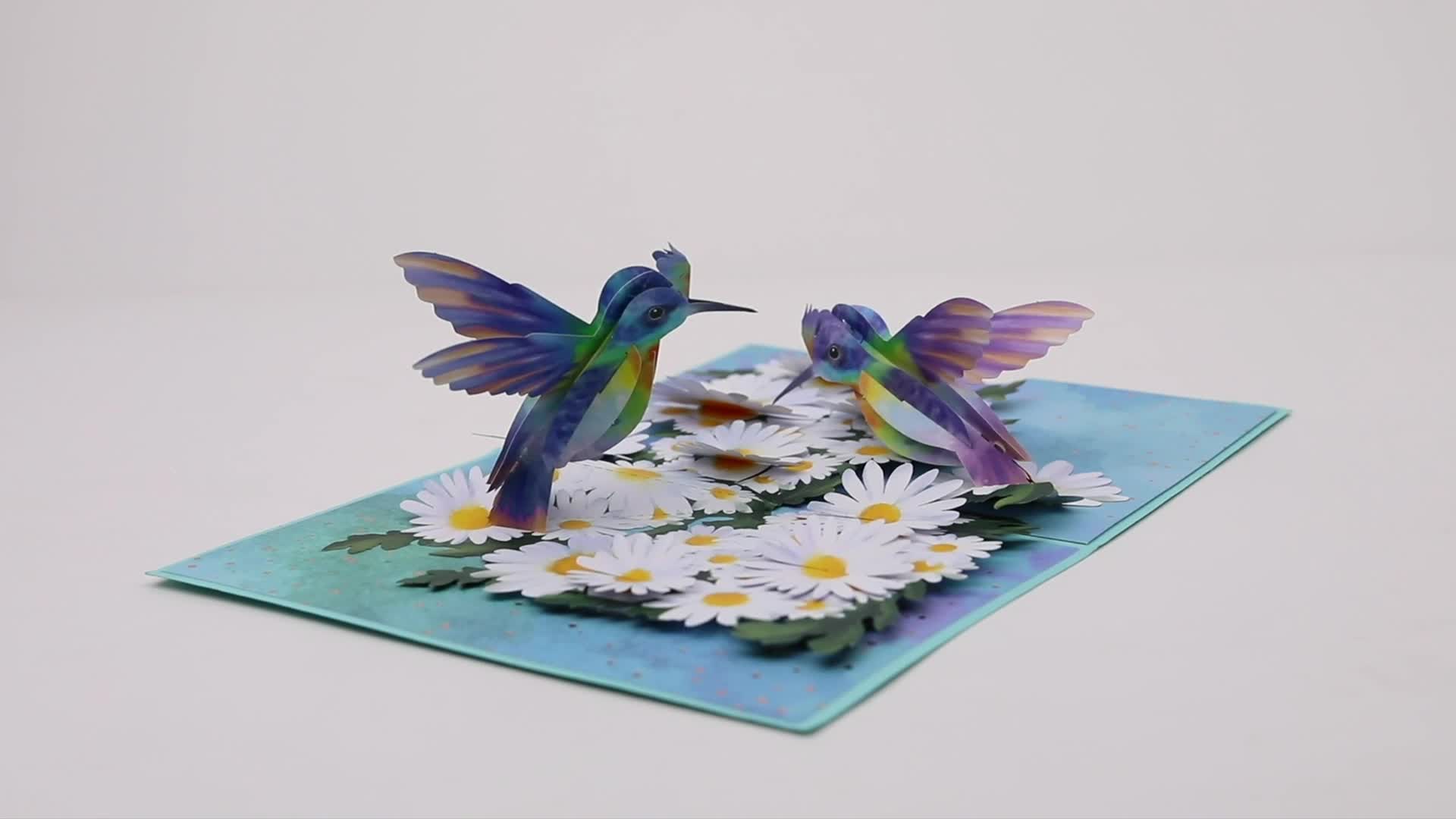 Daisy Patch Hummingbirds Pop-Up Card